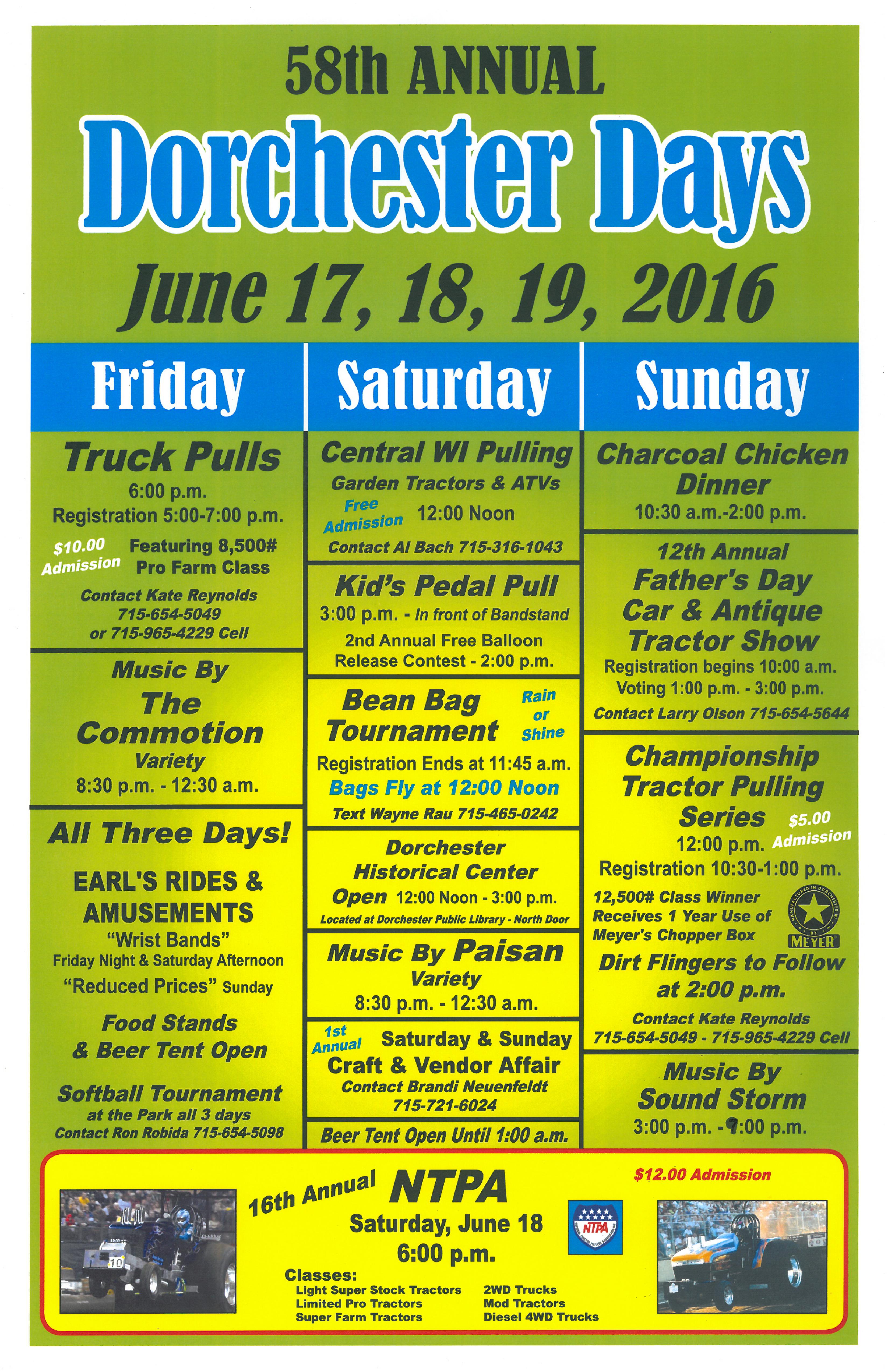 Village of Dorchester, Clark/Marathon County, Wisconsin : Dorchester Days